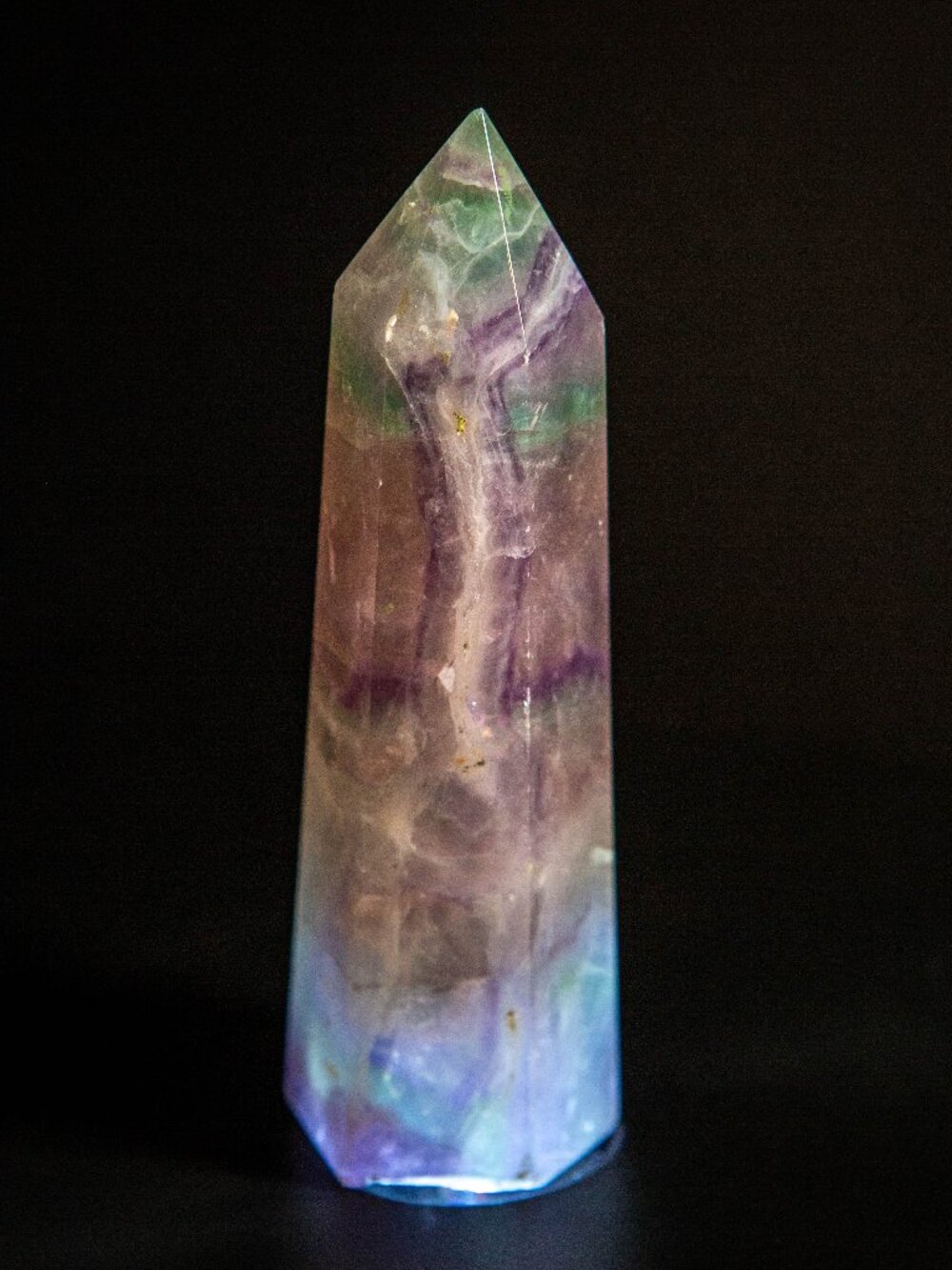 4.3" Rainbow Fluorite Tower | Natural Purple Green Crystal Point | Polished